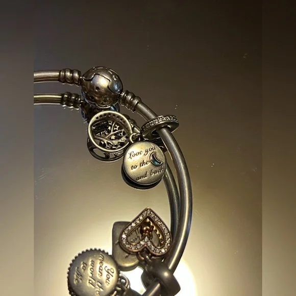 Authentic PANDORA Celestial
Limited Edition 925 Bangle with 4 charms for mom - Picture 8 of 16